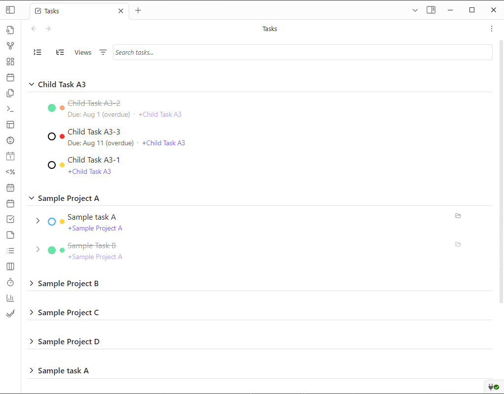 Subtask widget collapsible groups